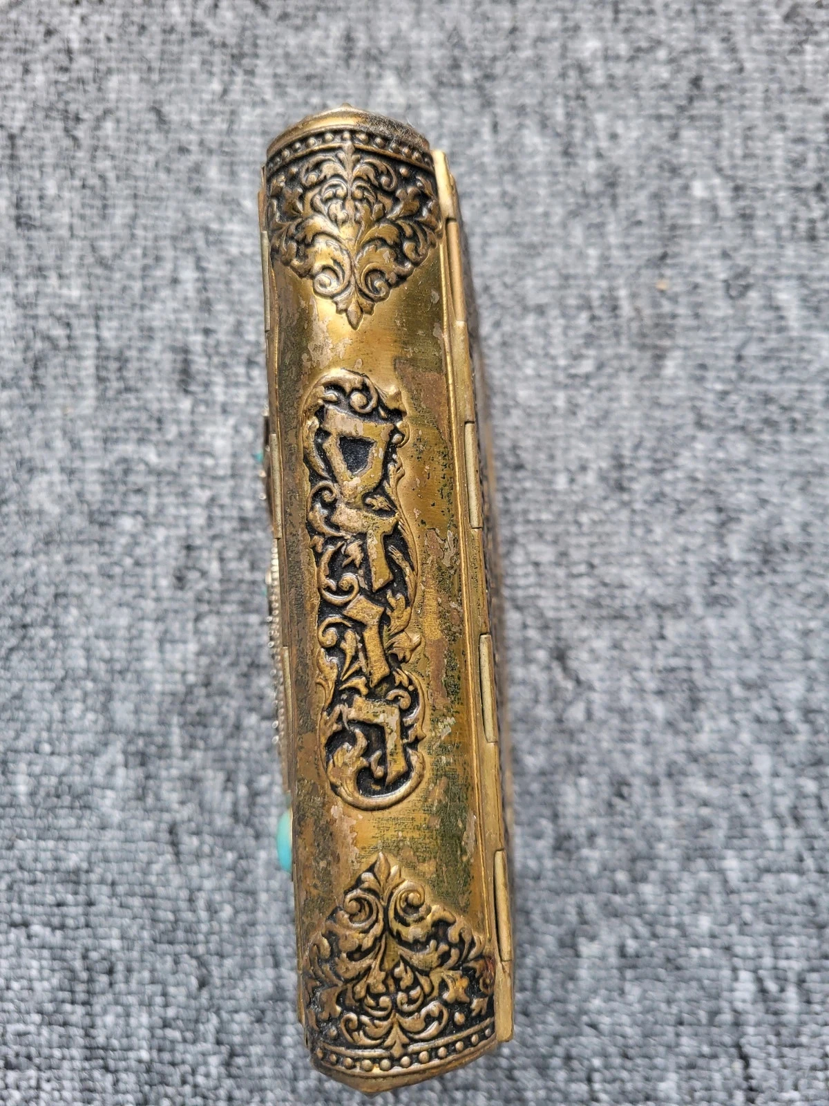 Ancient Jewish Prayer Book Engraved Metal Siddur Turquoise Stones Jerusalem – photo 10